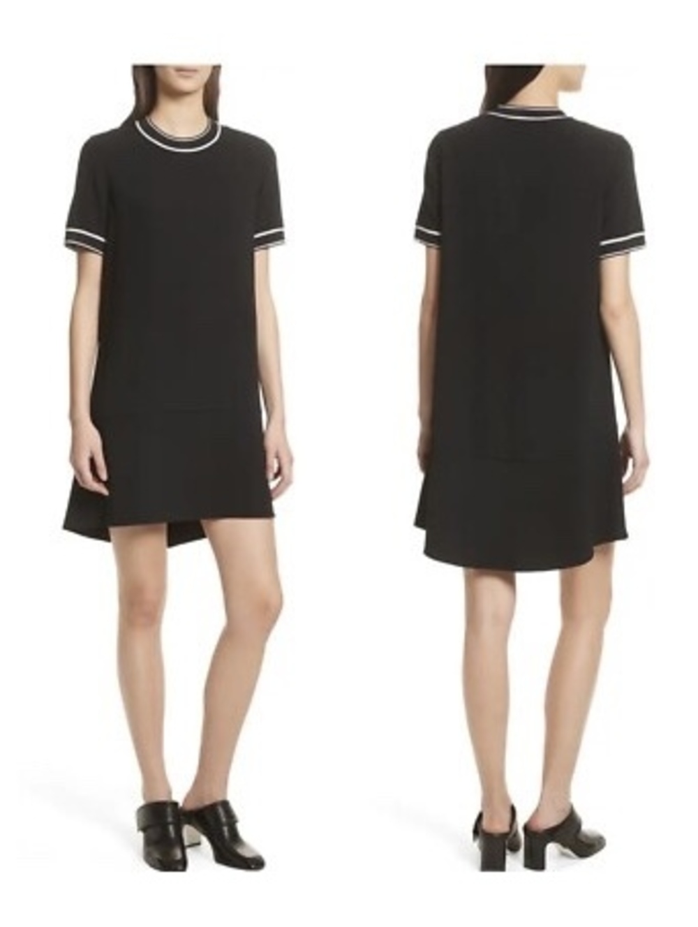 Rag & Bone Thatch Black Crêpe Relaxed Short Sleeve Dress M